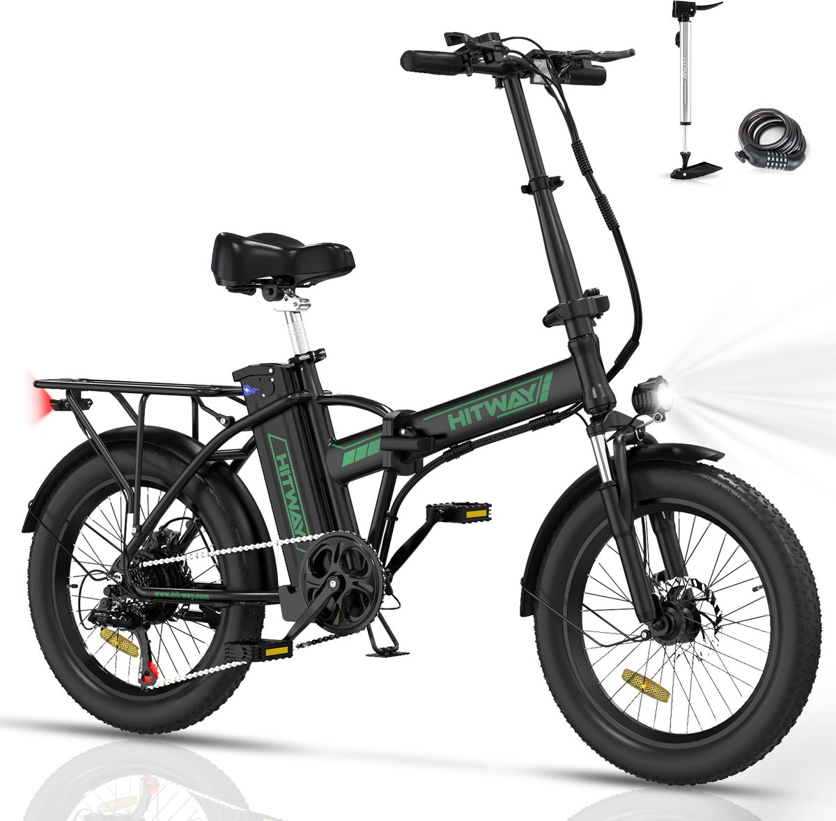 hitway bk11 elektrische fiets e bike opvouwbaar 11 2ah zwart groen