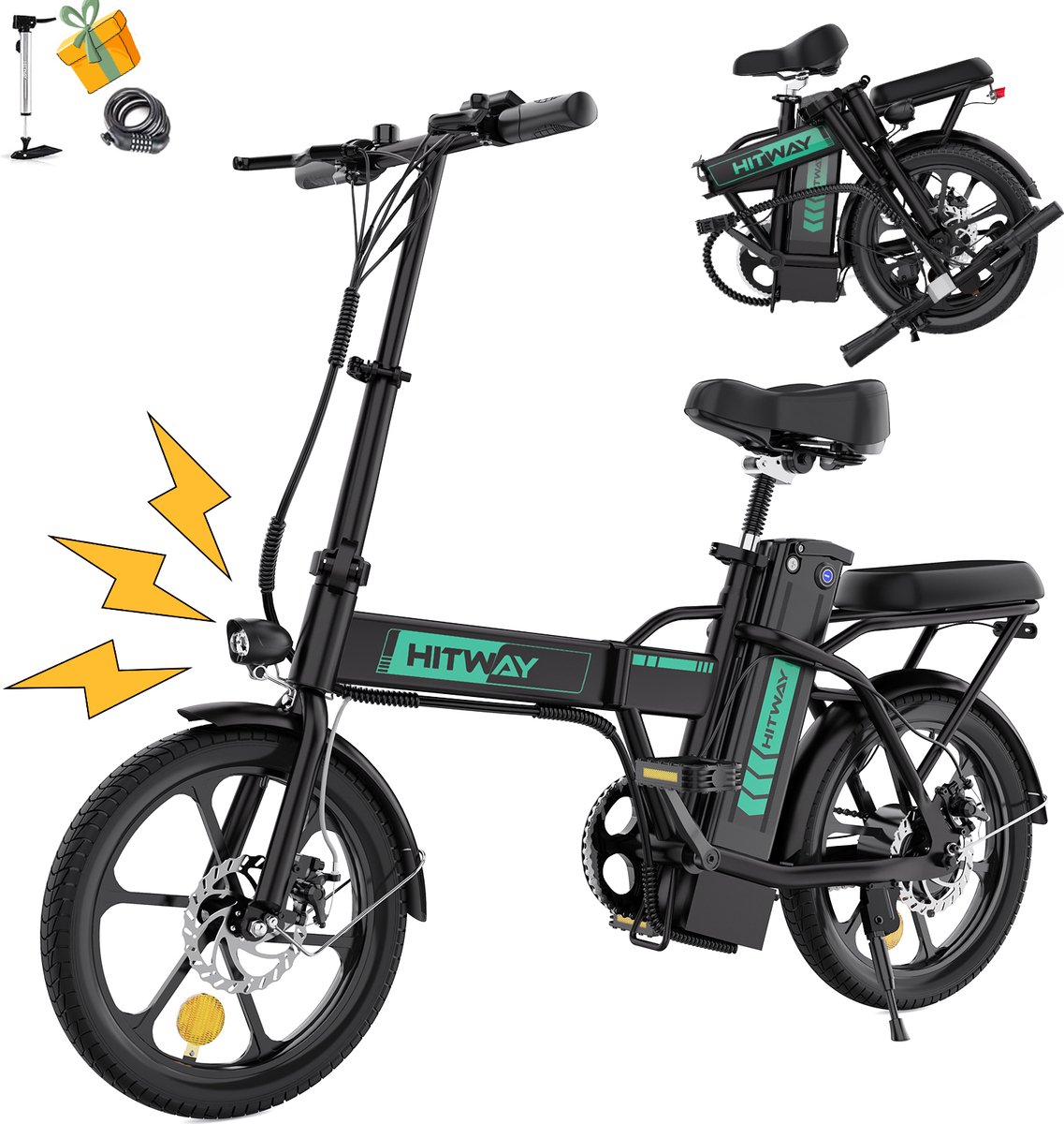 hitway bk5 elektrische fiets opvouwbaar e bike 250w 8 4ah zwart