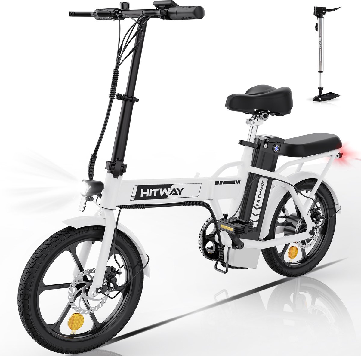 hitway bk5 elektrische fiets opvouwbare e bike 16 inch 250w motor wit