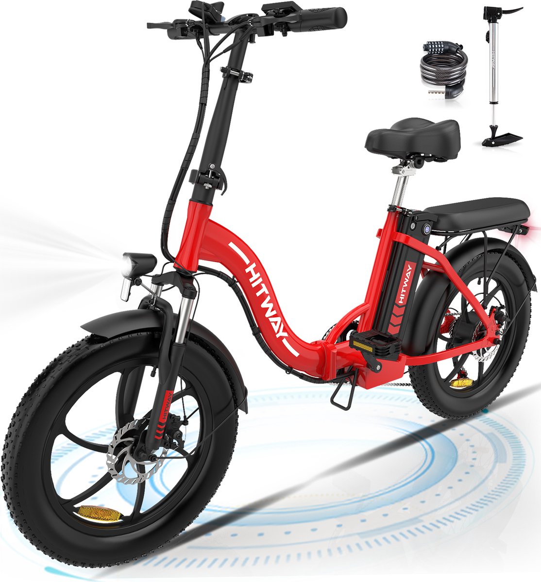 Hitway BK6 Elektrische Fiets | Opvouwbare E-bike | 20 Inch Fat Tire | 250W Motor | 11.2Ah | Rood Fiets (elektrisch) kopen online
