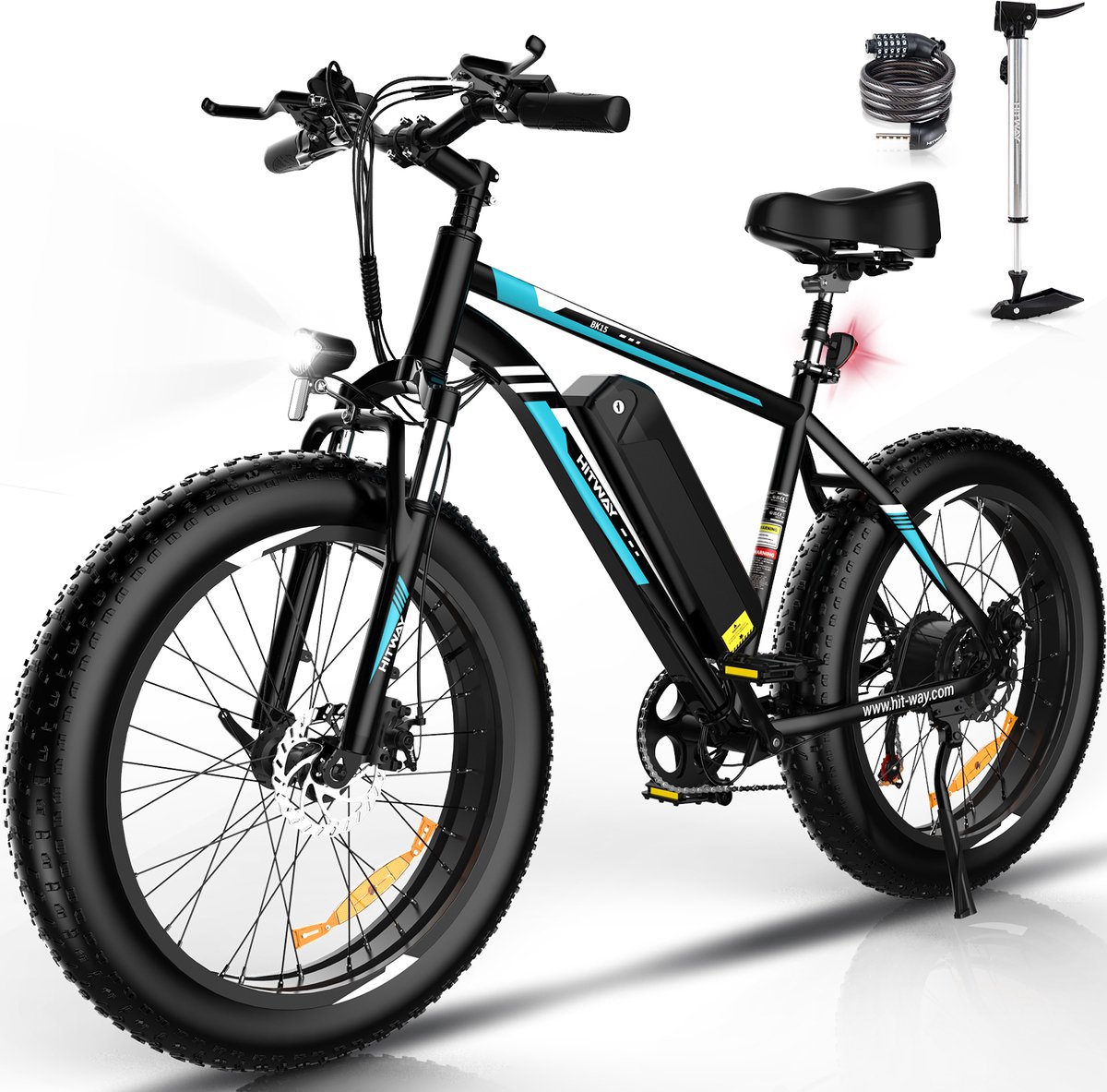 hitway elektrische fiets bk15 26 4 0 inch mountain ebike met afneembare 48v 15ah lithium batterij city commuter e bike met 250w motor 7 versnellingen ip54 waterdicht