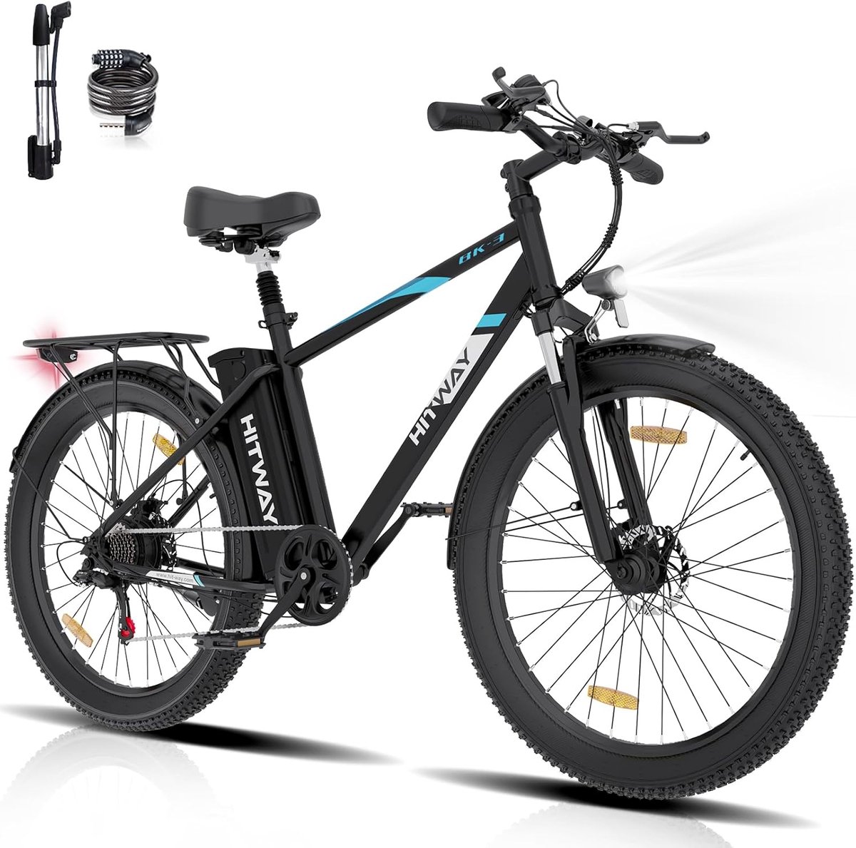 Hitway Elektrische Fiets BK3MS - 26*3.0 Inch Mountain EBike met Afneembare 48V 15Ah Lithium Batterij - City Commuter E-Bike met 250W Motor - 7 Versnellingen - IP54 Waterdicht Fiets (elektrisch) kopen online