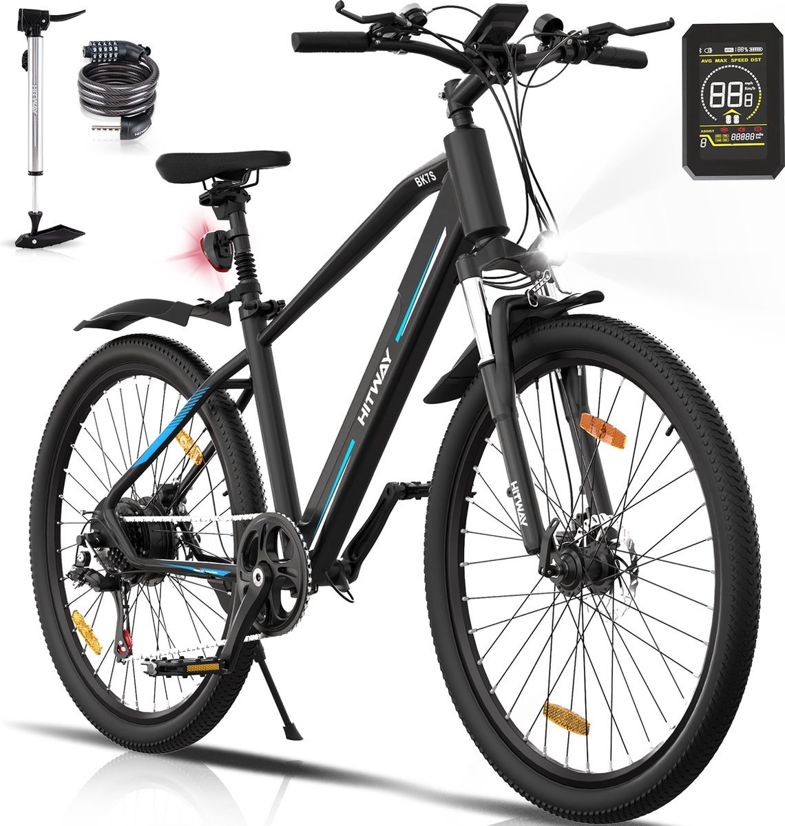 Hitway Elektrische Fiets BK7S - 26Inch Mountain EBike met Afneembare 36V 12Ah Lithium Batterij - City Commuter E-Bike met 250W Motor - 7 Versnellingen - IP54 Waterdicht Fiets (elektrisch) kopen online