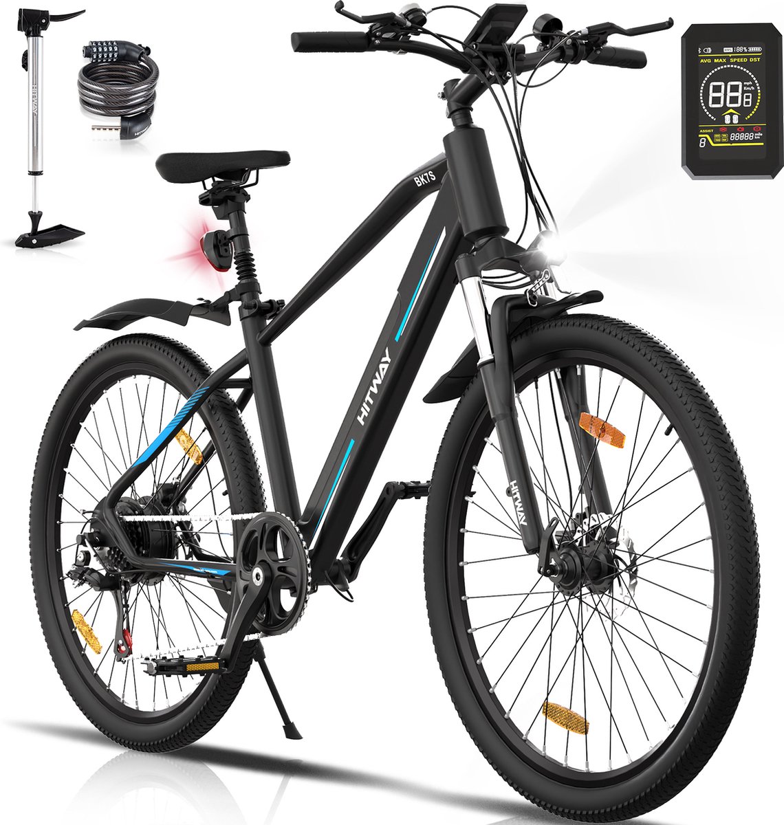 Hitway Elektrische Fiets BK7S | Off-Road E-bike | 250W Motor | 12 Ah | 7 versnellingen | Zwart Fiets (elektrisch) kopen online