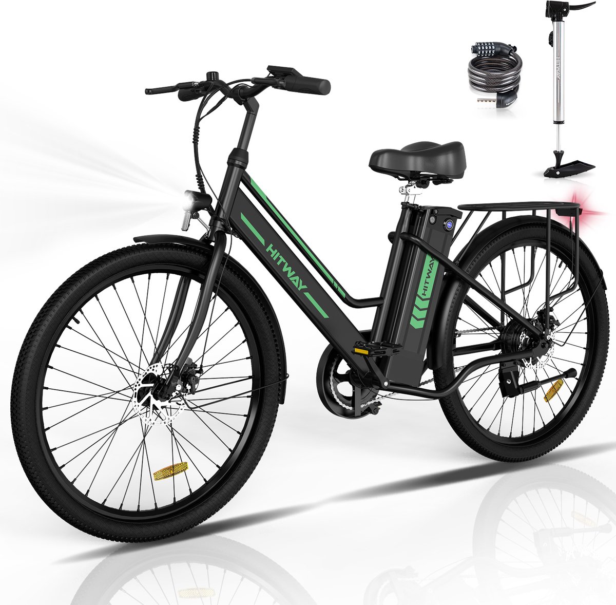 Hitway Elektrische Fiets | E-bike Damesfiets | 35-70KM | 26 Inch | 250W Motor | Zwart Fiets (elektrisch) kopen online