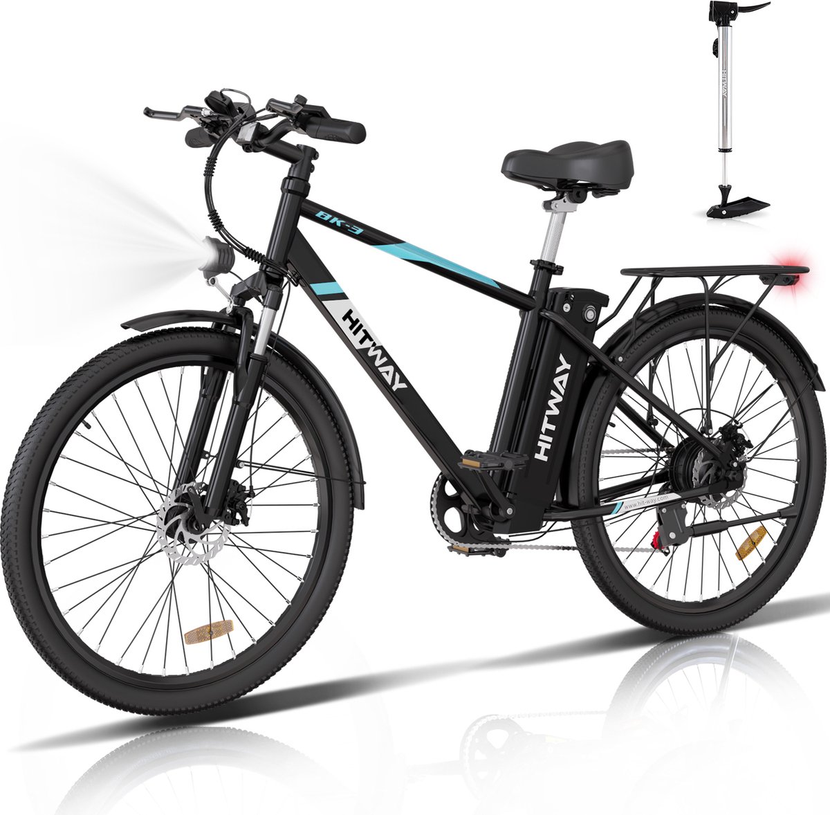 Hitway Elektrische Fiets | E-bike Fiets | 55-120KM | 26 Inch | 250W Motor | Zwart Fiets (elektrisch) kopen online