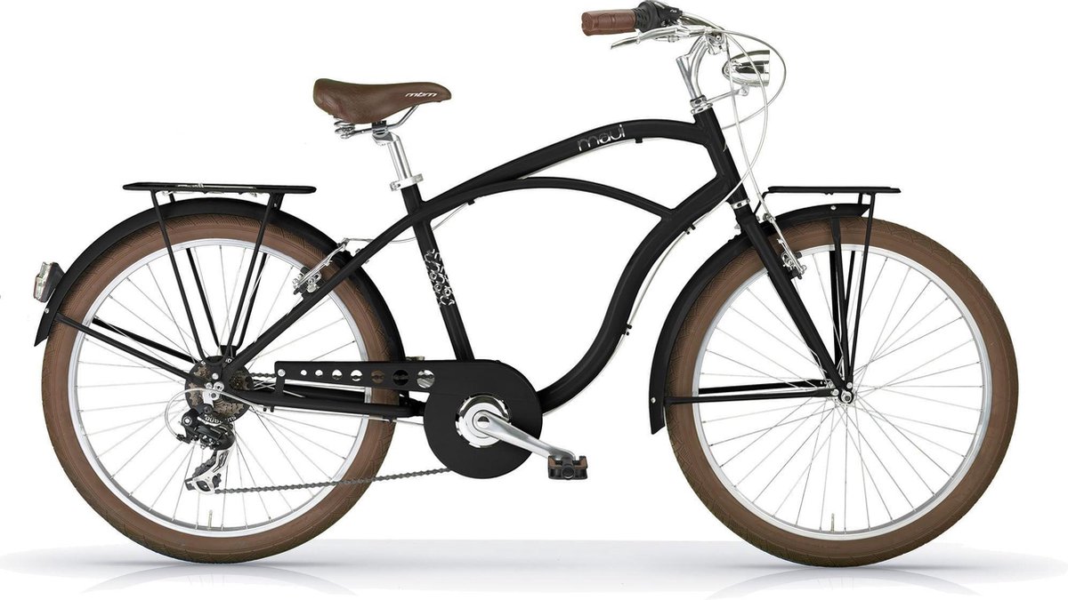 jongens fiets mbm maui cruiser mat zwart 26 inch h47 7 versnellingen
