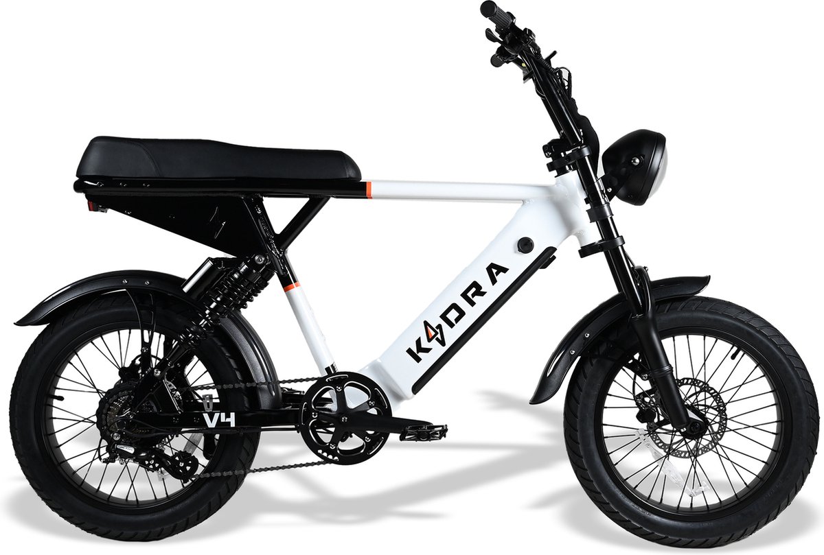 Kadrabikes V4 Arctic White - Elektrische Fatbikes - Elektrische Fiets - 250 Watt - Ebike - Dubbel Geveerd Fiets (elektrisch) kopen online