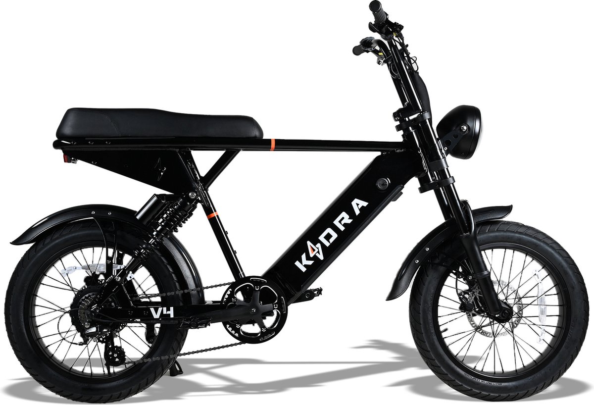 kadrabikes v4 midnight black elektrische fatbikes elektrische fiets 250 watt ebike dubbel geveerd
