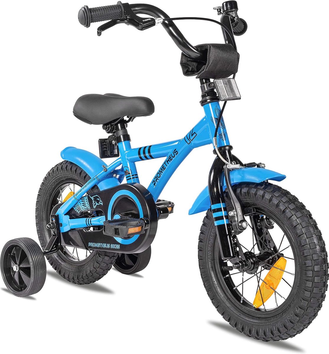 kinderfiets 12 inch fiets jongens meisjes van 3 jaar met zijwieltjes terugtraprem in blauw BMX Kinderfiets kopen online