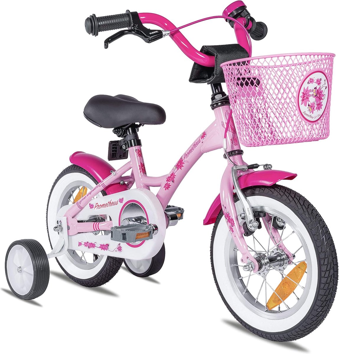 kinderfiets 12 inch meisjes- fiets meisje van 3 jaar met zijwieltjes terugtraprem Meisjesfiets 12 inch in roze Kinderfiets kopen online
