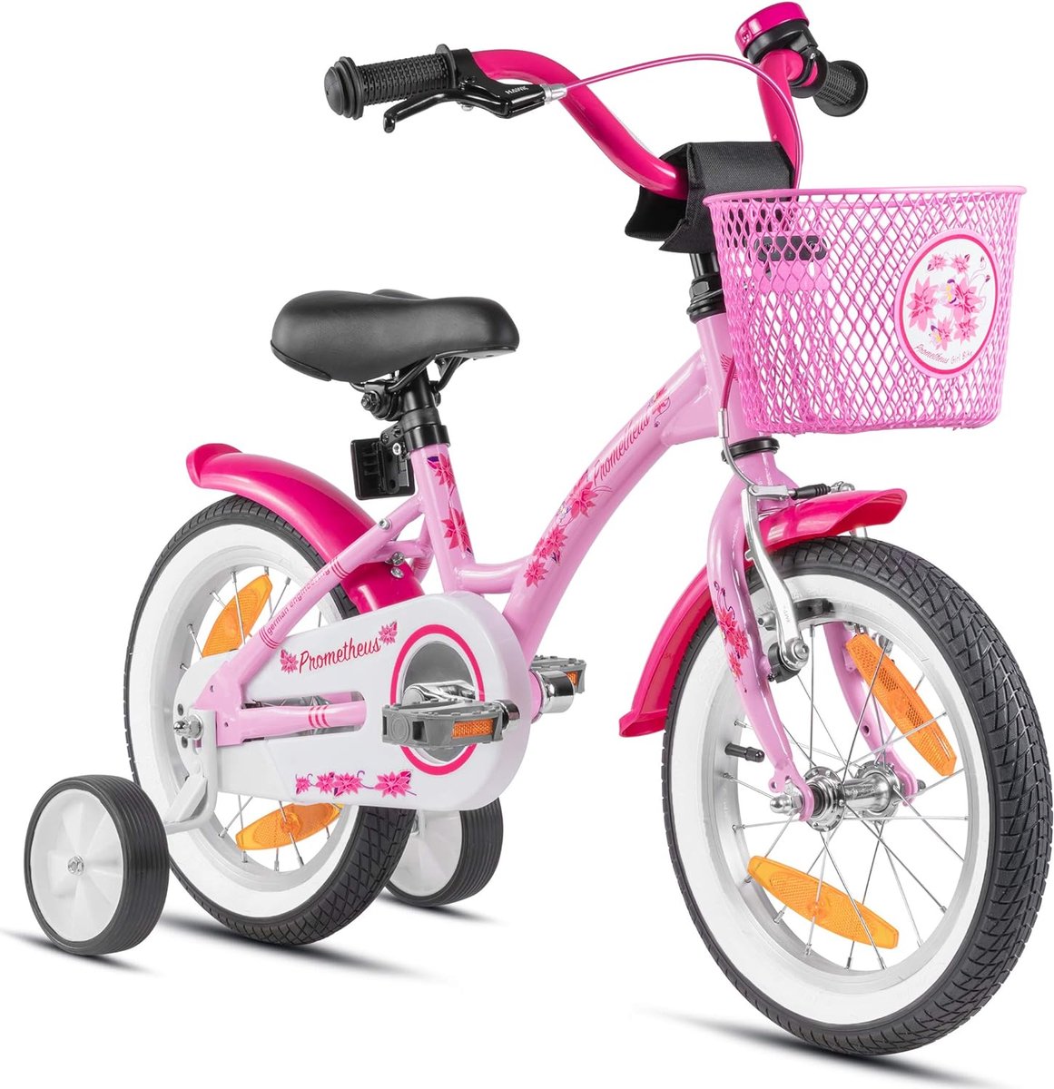 kinderfiets 14 inch meisjes- fiets meisje van 4 jaar oud met zijwieltjes terugtraprem Meisjesfiets 14 inch in roze Kinderfiets kopen online