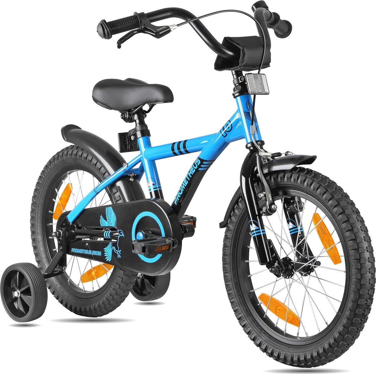 kinderfiets 16 inch fiets jongens meisjes van 5 jaar oude met zijwieltjes terugtraprem in blauw BMX Kinderfiets kopen online