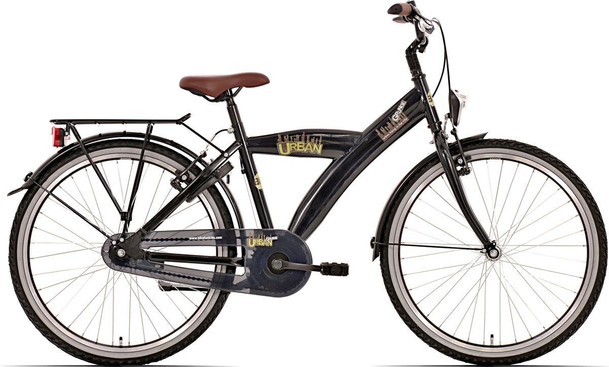 kinderfiets bike fun urban jongens 20 inch remnaaf zwart