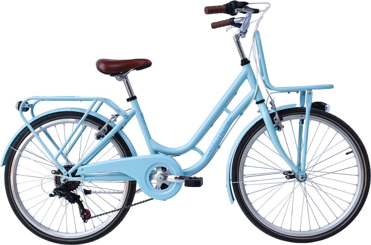kinderfiets celina unique met 6 versnellingen 22 inch wielmaat dames meisje v brakes en remgrepen framemaat 34cm blauw