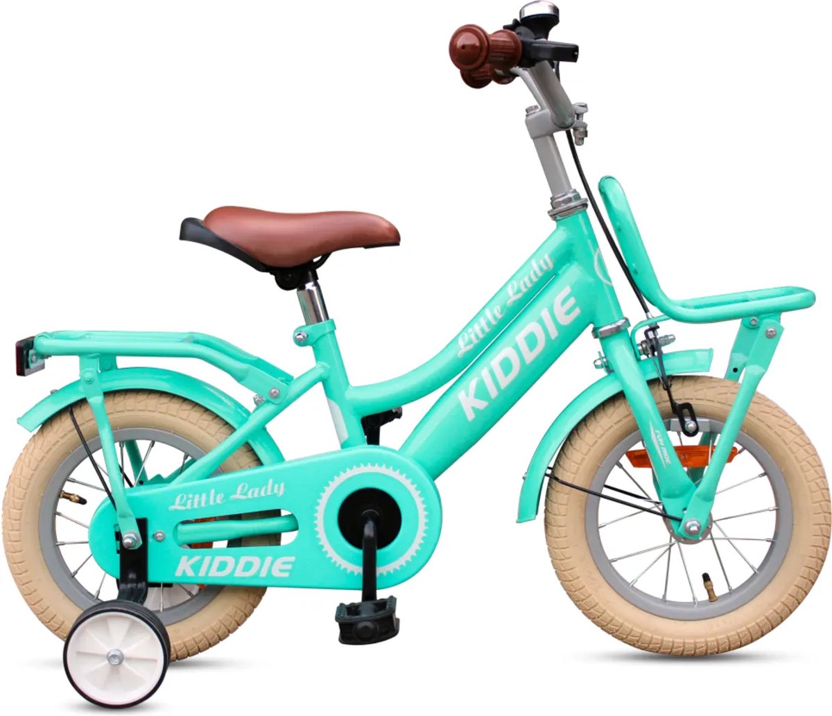 kinderfiets kiddie fungirl met voordrager 14 turquoise