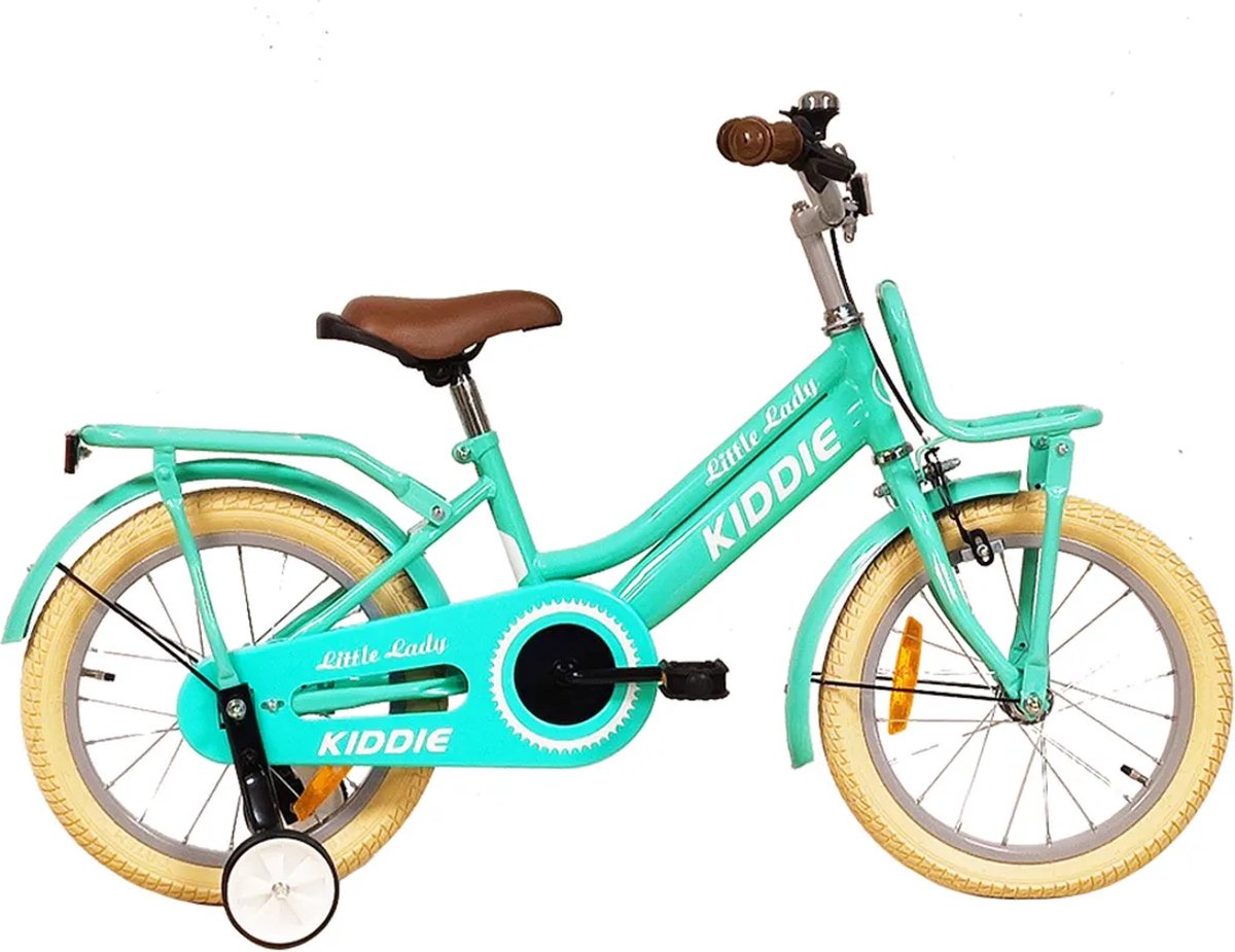 kinderfiets kiddie fungirl met voordrager 16 m turquoise