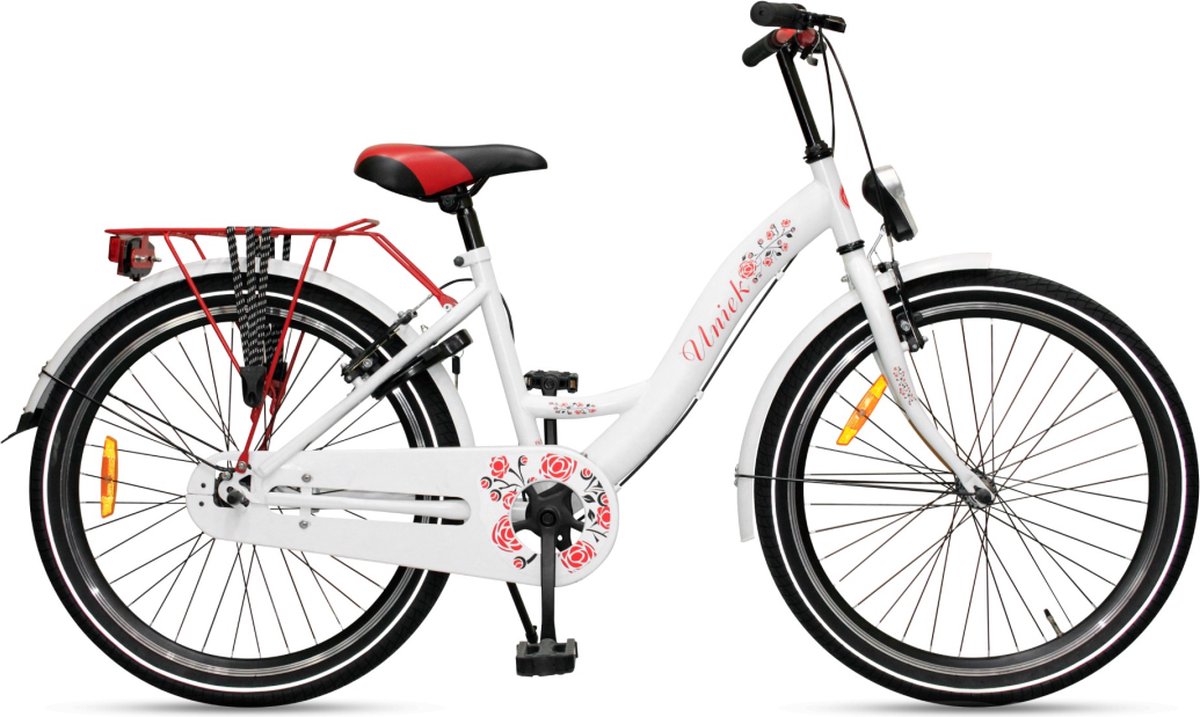 Kinderfiets Uniek 1S 24'' Wit/Rood Kinderfiets kopen online