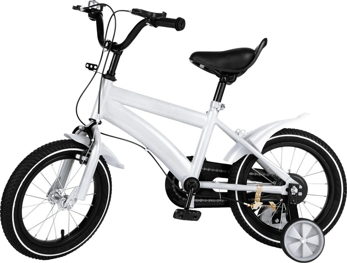Kinderfietsen - Kinderfiets - Fiets kinderen - Kinderfiets 14 inch - 35 cm - Wit - Zijwieltjes Kinderfiets kopen online