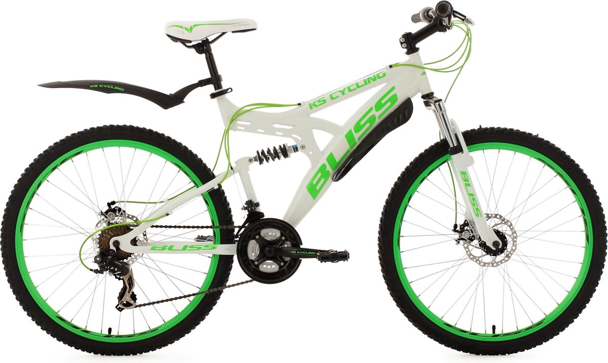 Ks Cycling Fiets 26 inch fully-mountainbike Bliss wit-groen - 47 cm Fiets kopen online