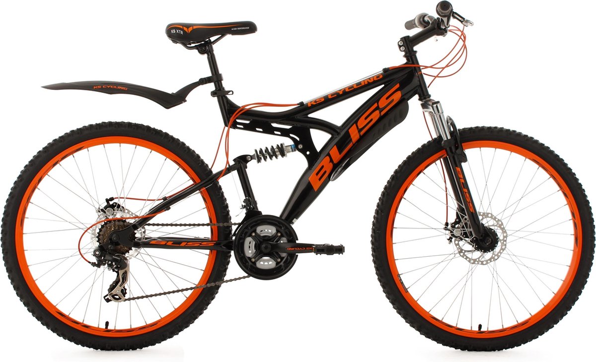 Ks Cycling Fiets 26 inch fully-mountainbike Bliss zwart-oranje - 47 cm Fiets kopen online
