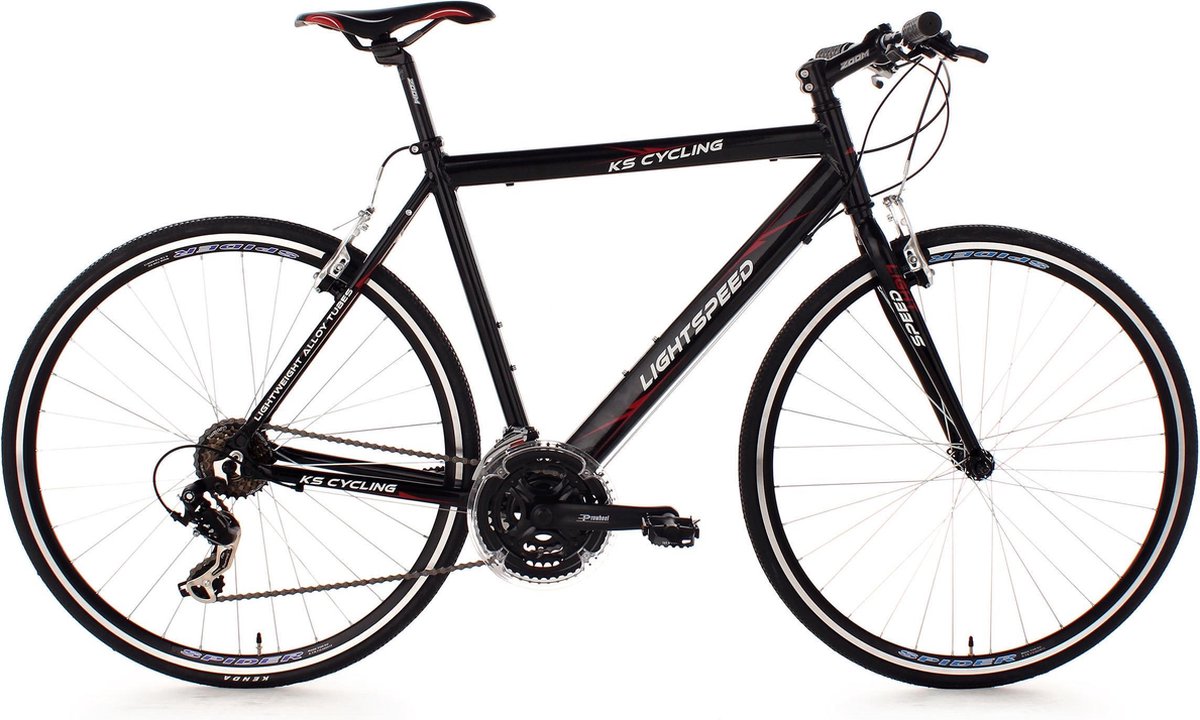 ks cycling fiets 28 inch fitness bike lightspeed zwart met 21 versnellingen