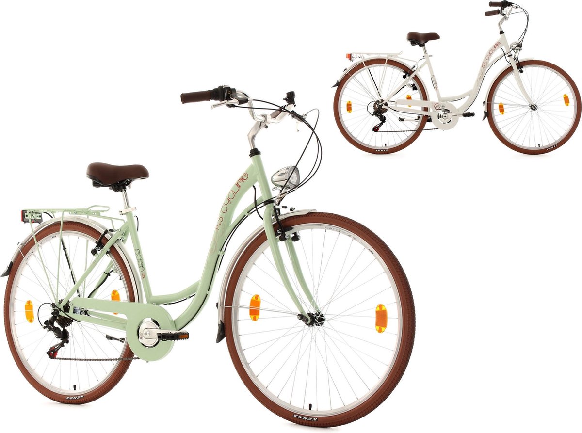 ks cycling fiets citybike 6 versnellingen damesfiets eden 28 inch wit 48 cm