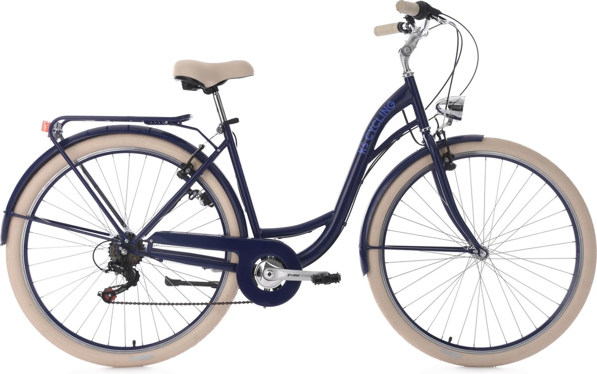 ks cycling fiets damesfiets stadsfiets 6 versnellingen balloon 28 inch blauw 48 cm