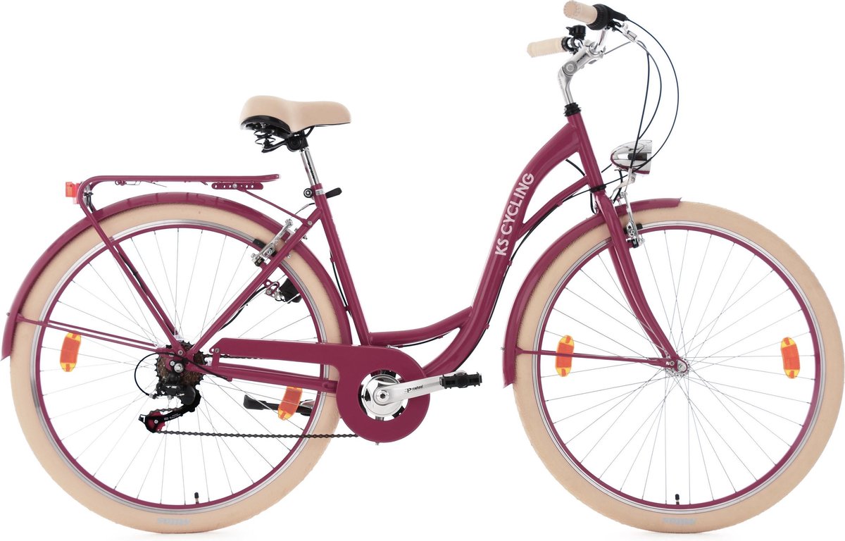 ks cycling fiets damesfiets stadsfiets 6 versnellingen balloon 28 inch rood 48 cm