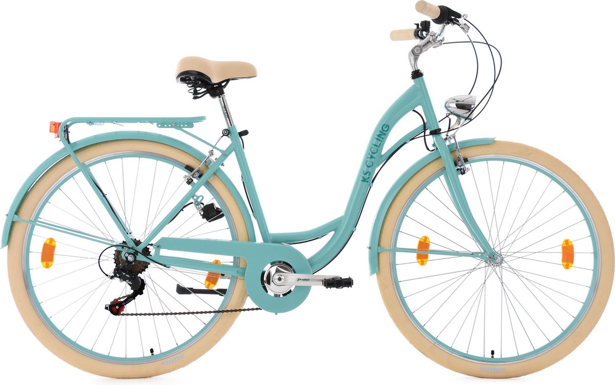 ks cycling fiets damesfiets stadsfiets 6 versnellingen balloon 28 inch turkoois 48 cm