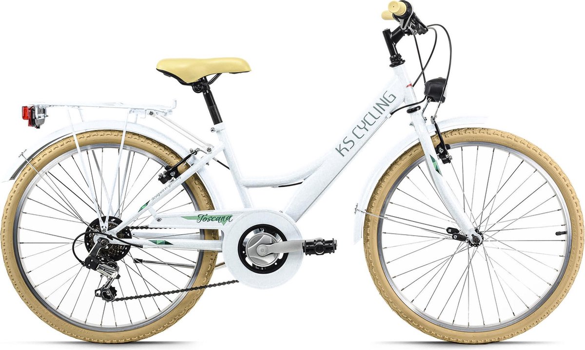 ks cycling fiets kinderfiets 24 toscana wit 6 versnellingen 36 cm