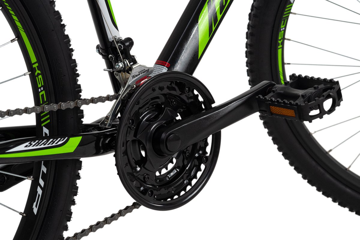 ks cycling fiets mountainbike hardtail 26 inch sharp zwart groen
