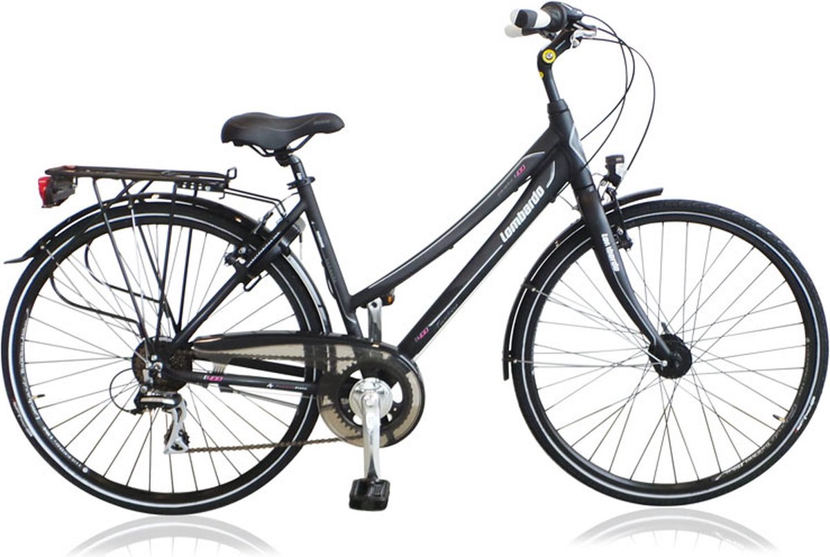 lombardo taranto 400 damesfiets hybride fiets 28 inch 53 cm 7 versnellingen v brakes antraciet