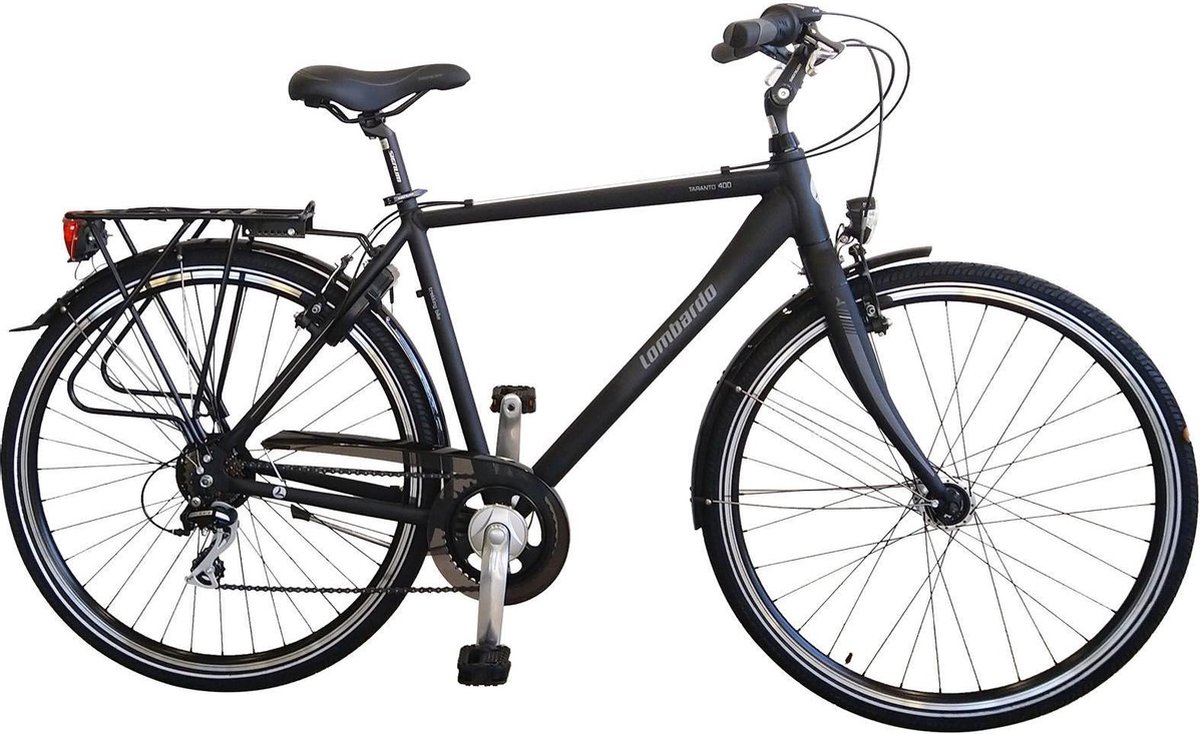 lombardo taranto 400 herenfiets hybride fiets 28 inch 53 cm 7 versnellingen v brakes antraciet