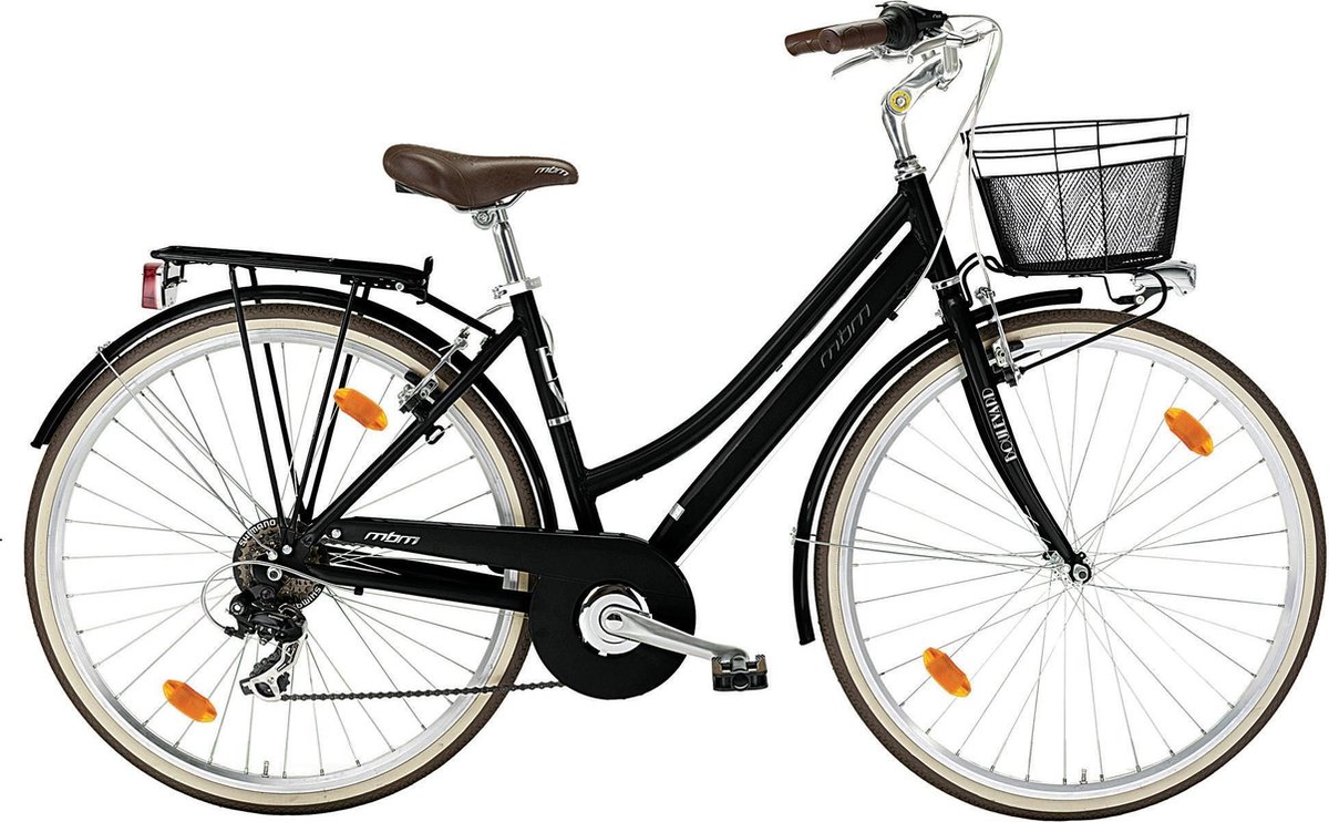 mbm boulevard dames stadshybridefiets zwart h 46 cm 28 inch 6 speed
