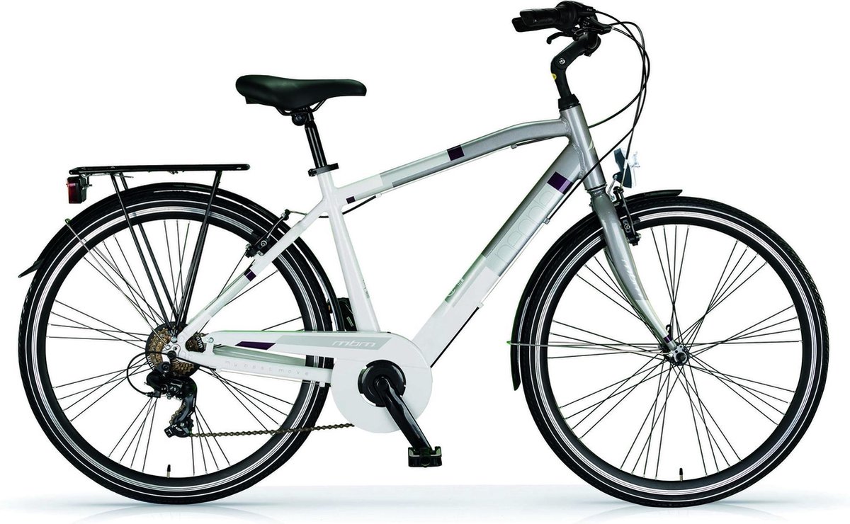 mbm people hybride sports gents 28inch h54 cm 7 speed white titan grey