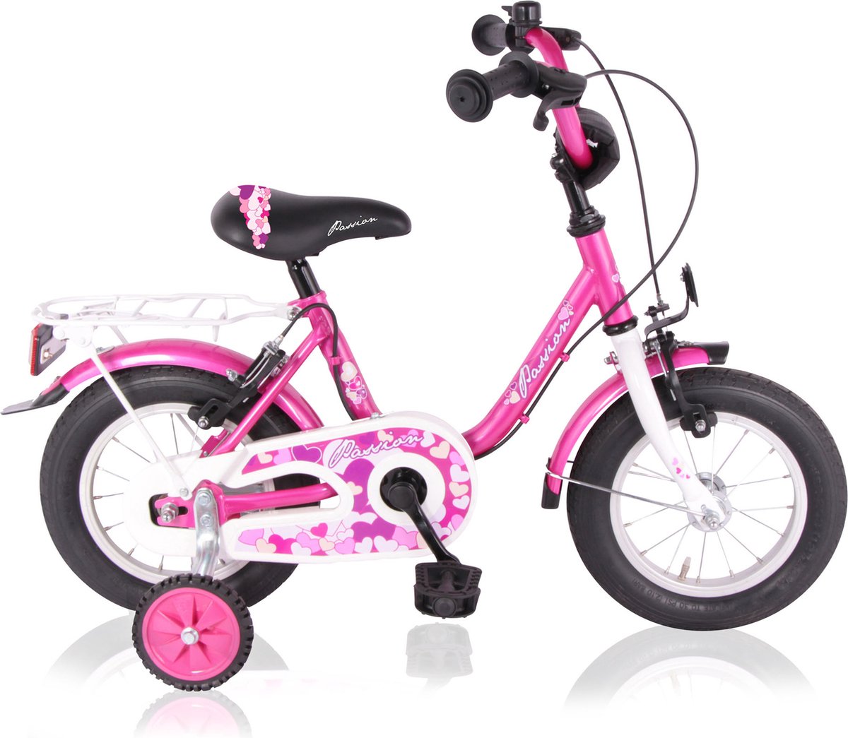 meisjes fiets passion fuchsia 16 inch handrem