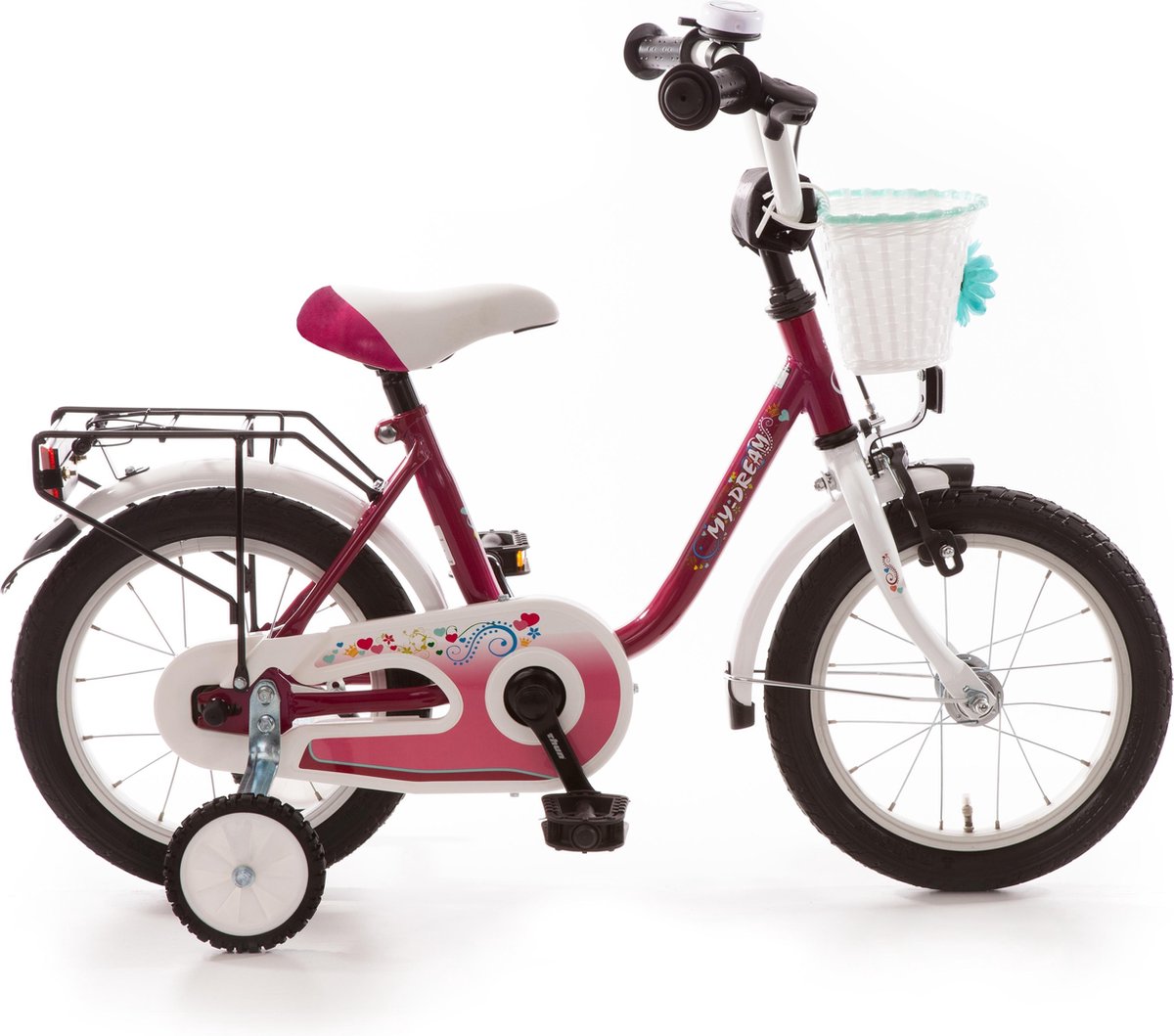 My Dream kinderfiets 14 inch purper/wit met mand Kinderfiets kopen online