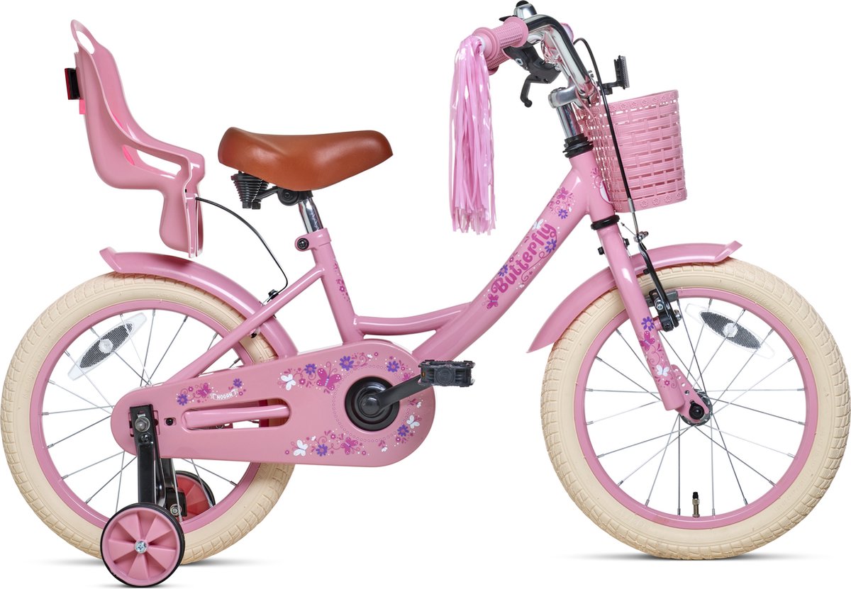 nogan butterfly kinderfiets meisjesfiets 16 inch roze