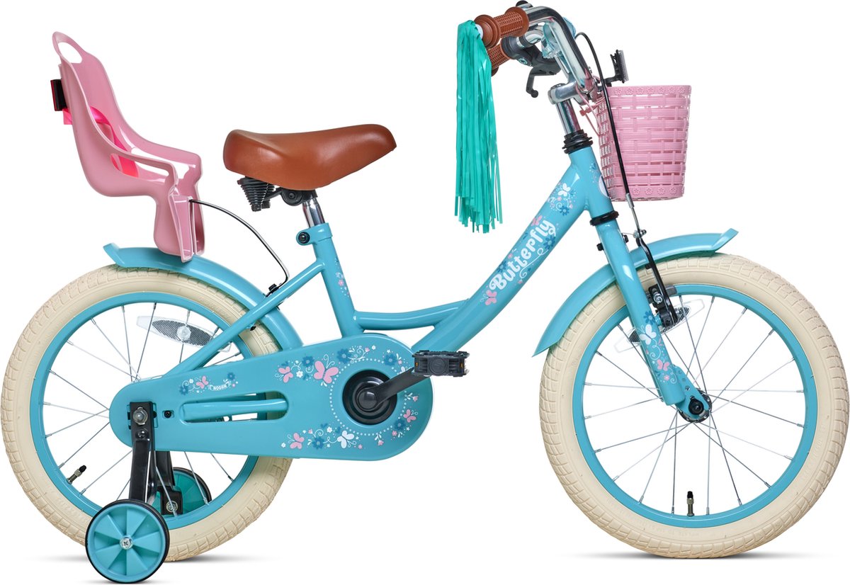 Nogan Butterfly - Kinderfiets - Meisjesfiets - 16 inch - Turquoise Kinderfiets kopen online
