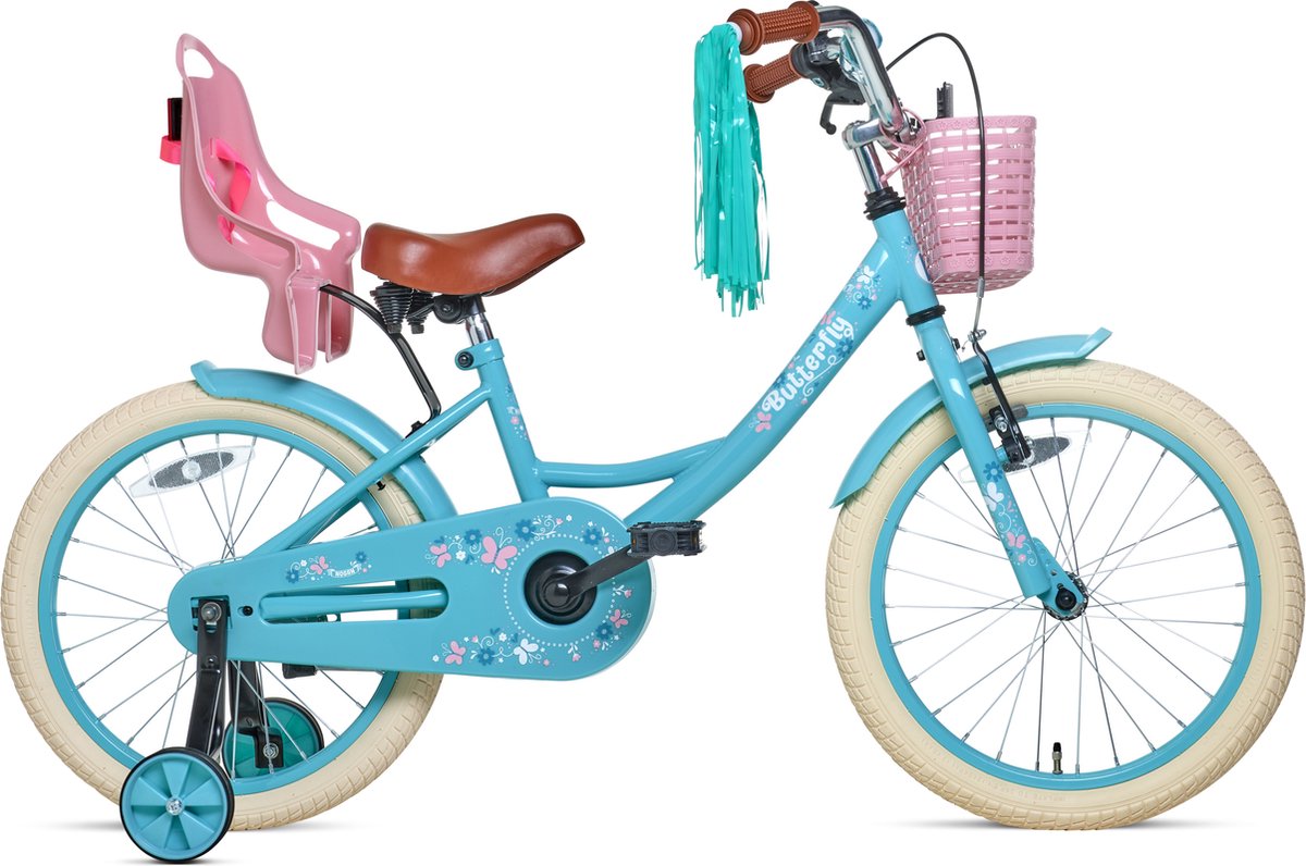 nogan butterfly kinderfiets meisjesfiets 18 inch turquoise