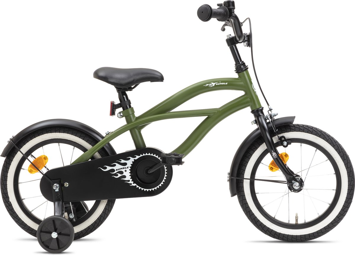 Nogan Rumble - Kinderfiets - Jongensfiets - 14 inch - Leger Groen Kinderfiets kopen online