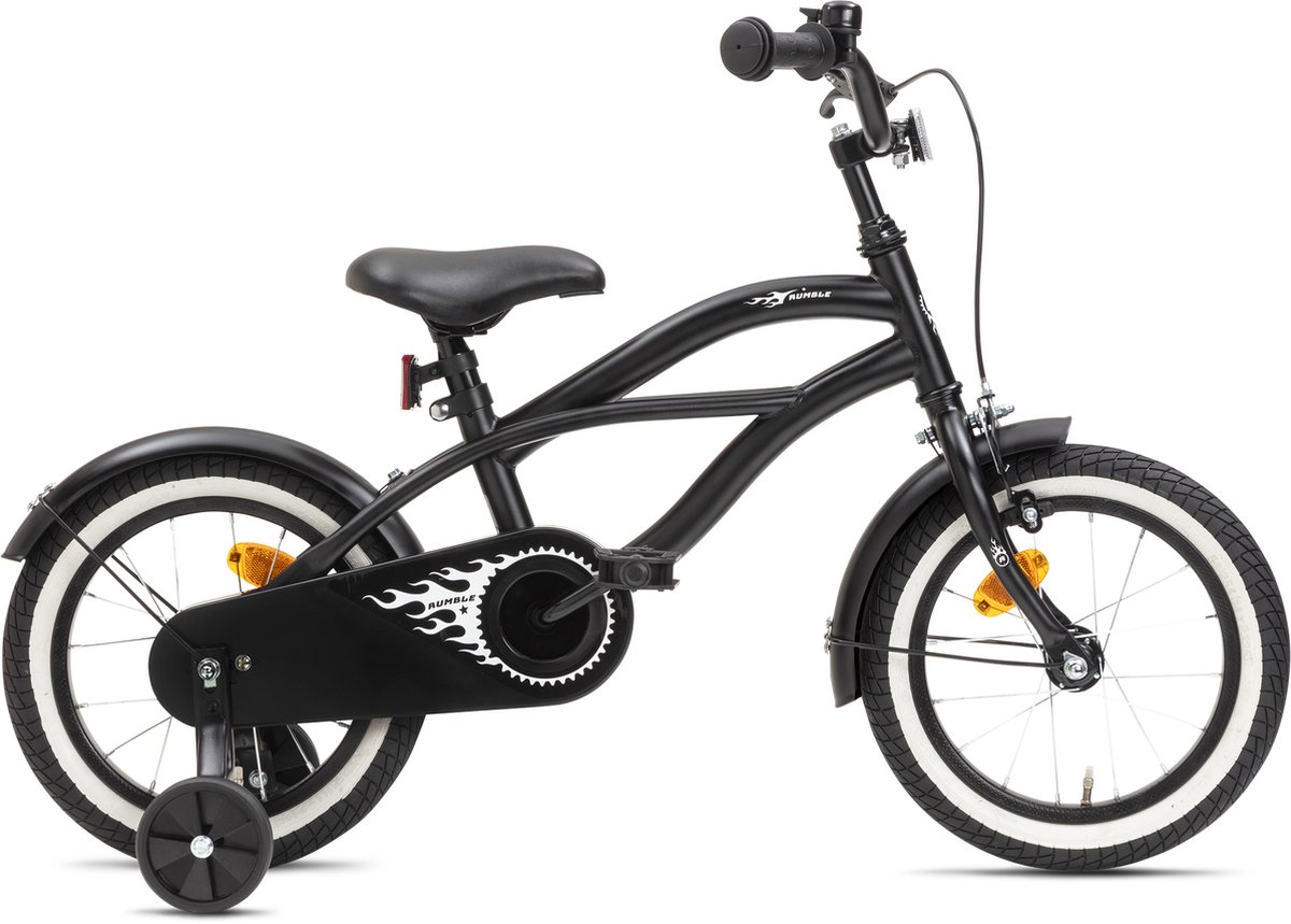 nogan rumble kinderfiets jongensfiets 14 inch mat zwart