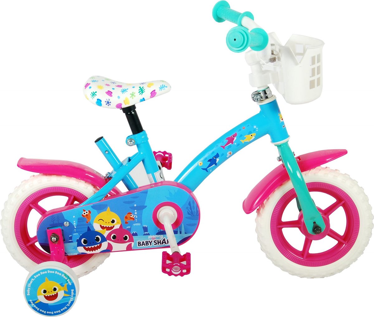 Ocean Kinderfiets - Unisex - 10 inch - Roze Blauw - Doortrapper Kinderfiets kopen online