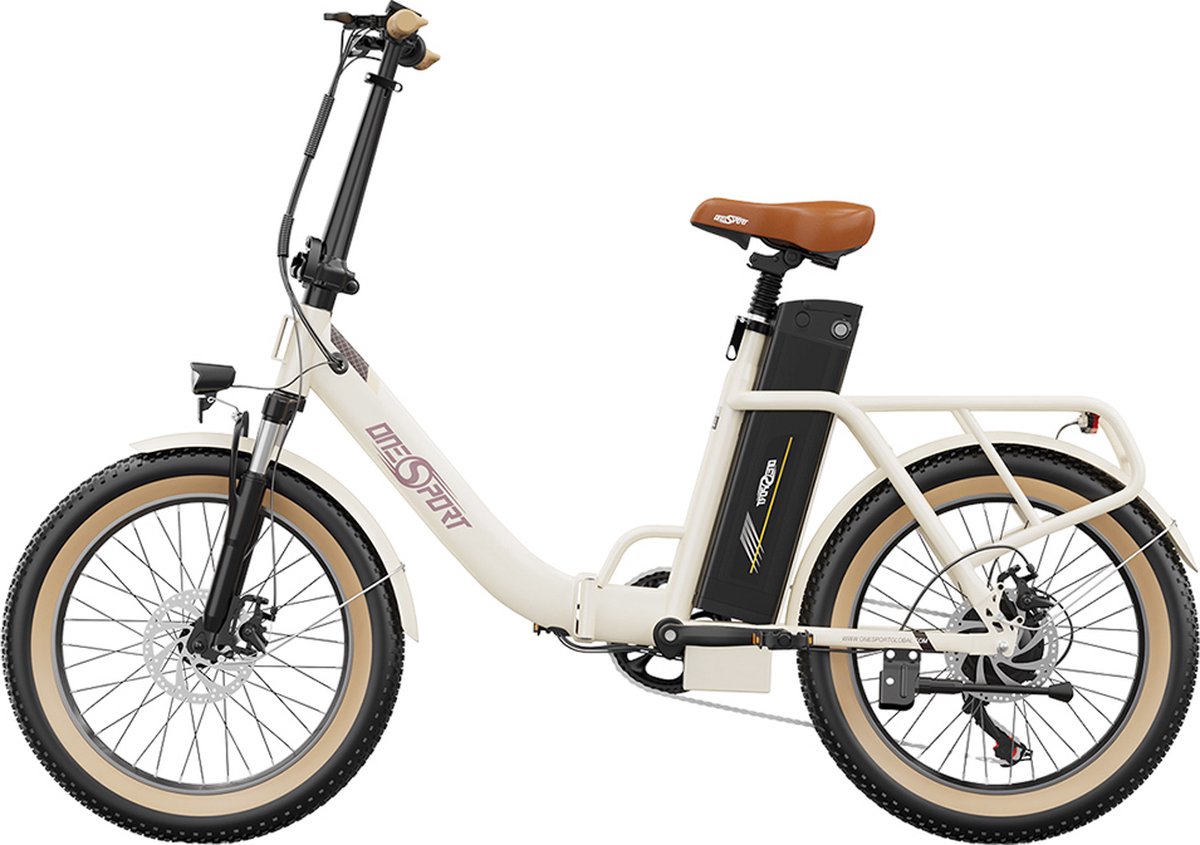 ONESPORT OT16-2 Elektrisch, 250W Motor, 48V 15.6Ah Batterij, 20*3.0 inch Banden, 25km/h Max Snelheid, 120km Bereik, Mechanische Schijfremmen - Wit Fiets (elektrisch) kopen online