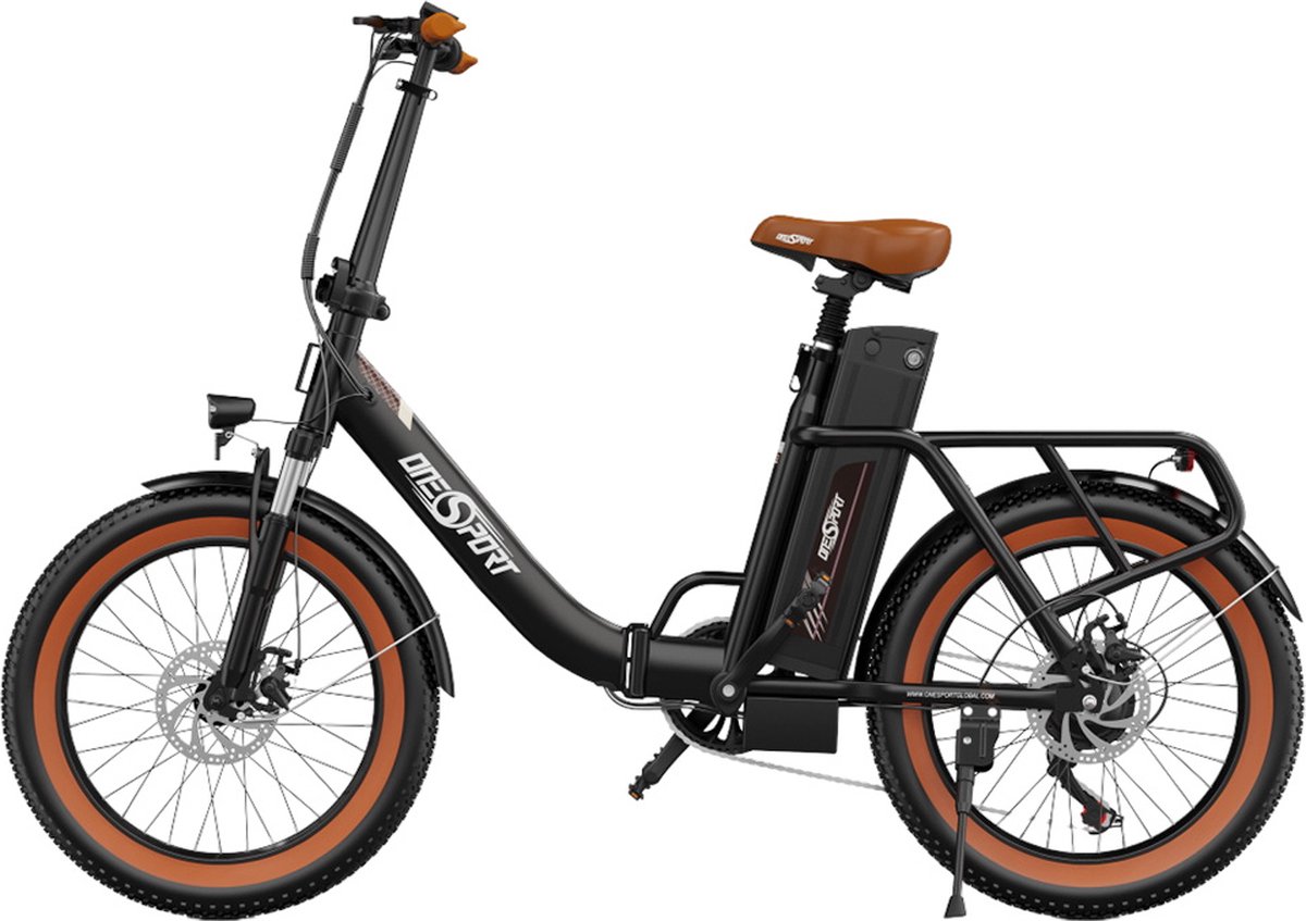 ONESPORT OT16-2 Elektrisch, 250W Motor, 48V 15.6Ah Batterij, 20*3.0 inch Banden, 25km/h Max Snelheid, 120km Bereik, Mechanische Schijfremmen - Zwart Bruin Fiets (elektrisch) kopen online