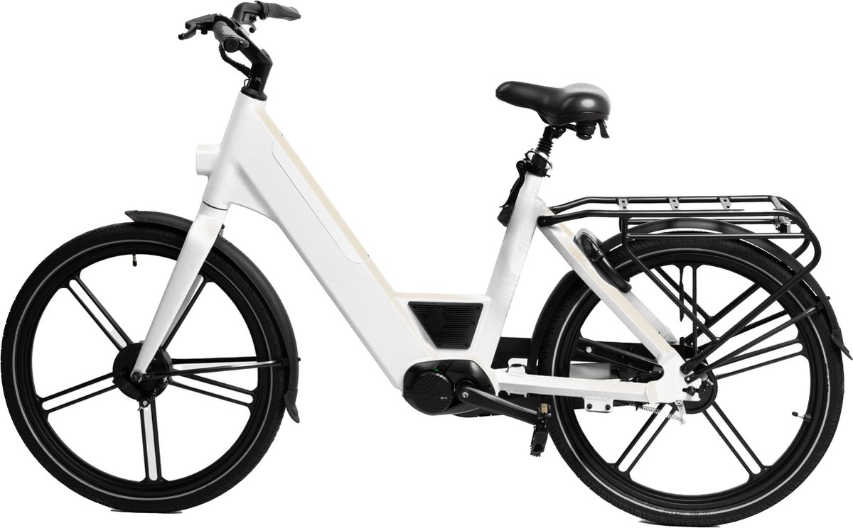 ostrichoo caesar e bike wit revolutionaire 540wh fastcap batterij snelste oplaadtechnologie 120km bereik brandveilig bafang middenmotor onderhoudsvrij comfort met antilek banden