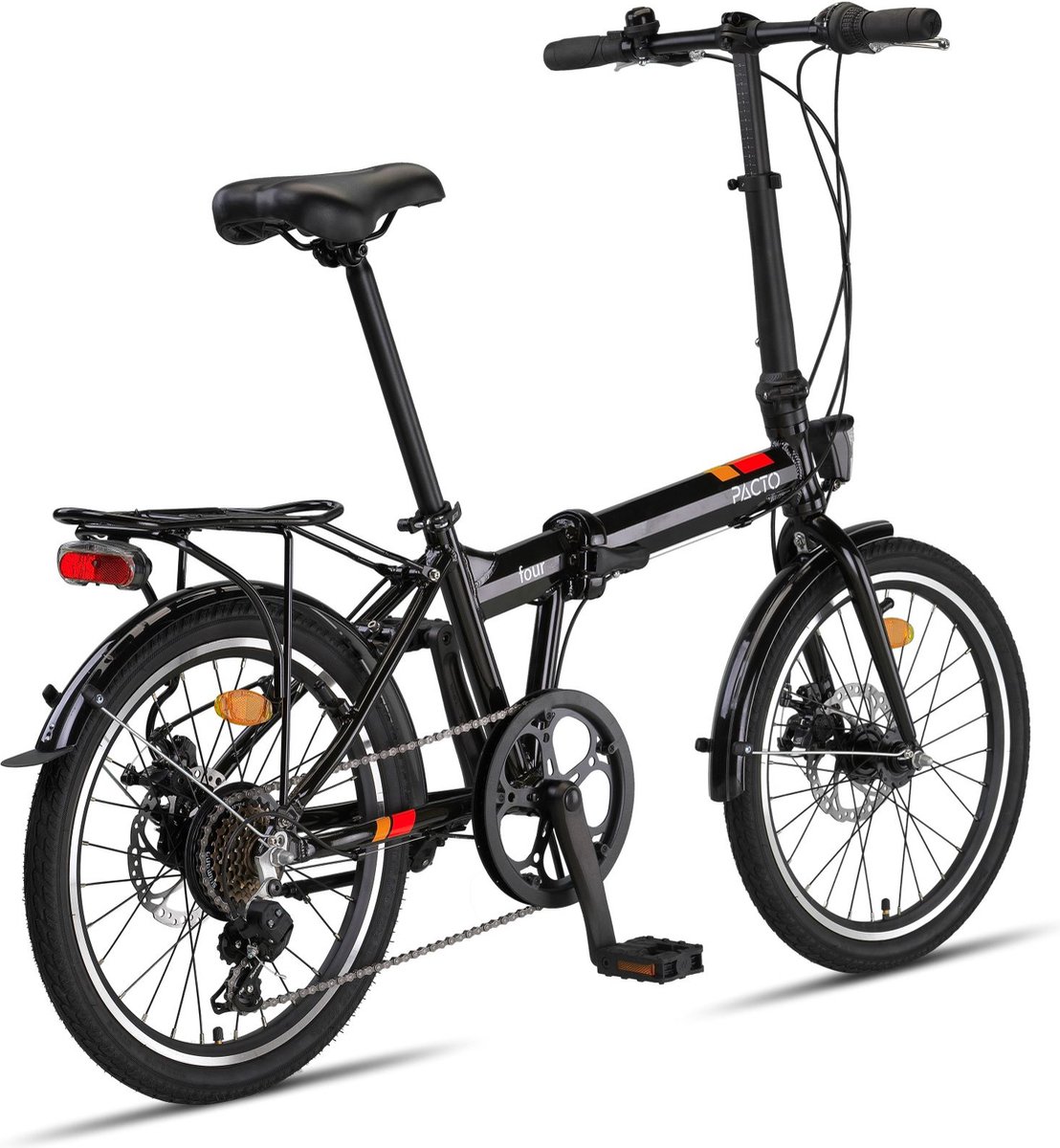 pacto four folding bike black 6v vouwfiets plooifiets aluminium fiets schijfrem disc