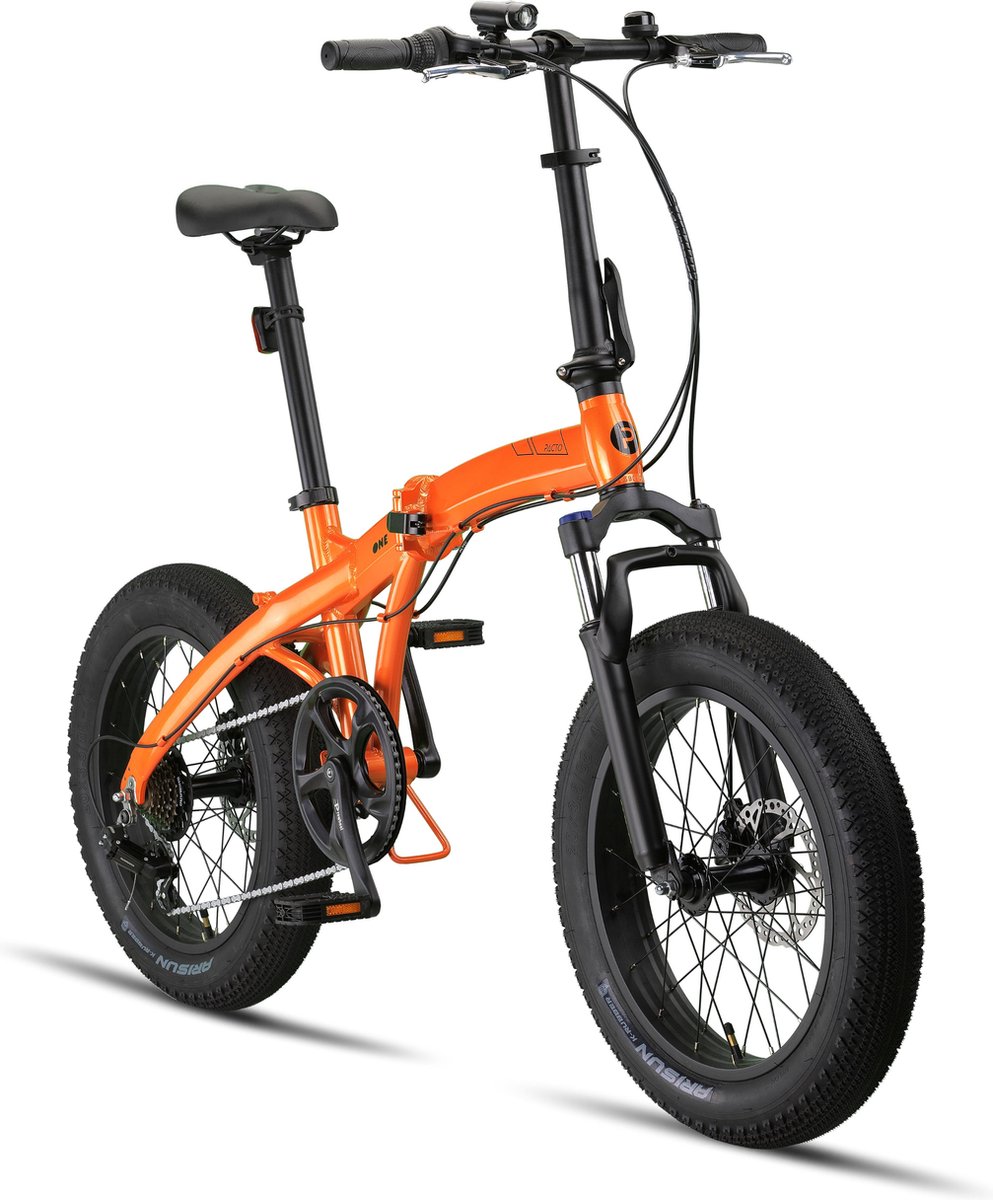 pacto one folding bike orange 6v vouwfiets plooifiets fatbike fiets aluminium phatbike