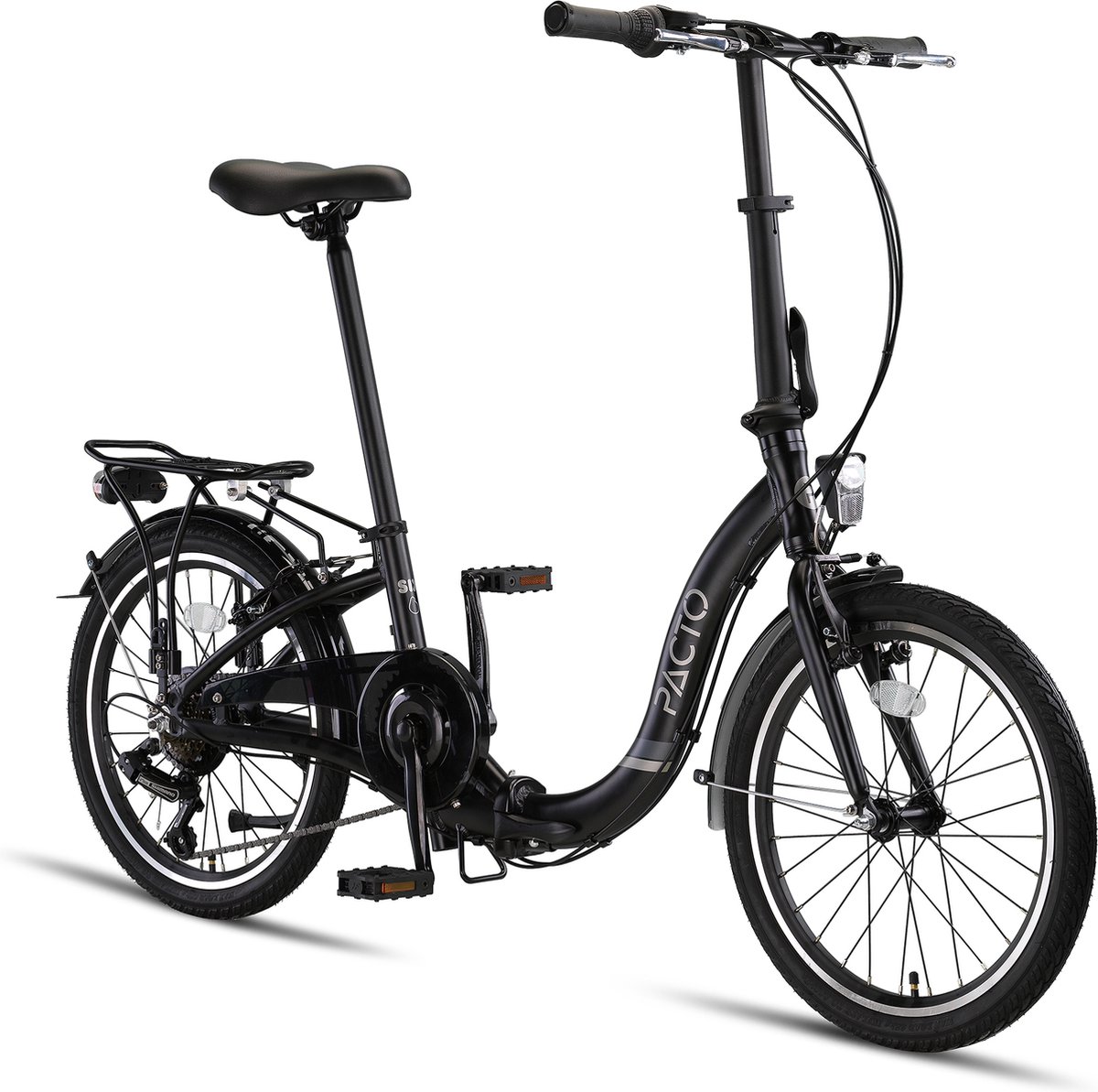 pacto six folding bike black 6v vouwfiets plooifiets lage instap fiets aluminium